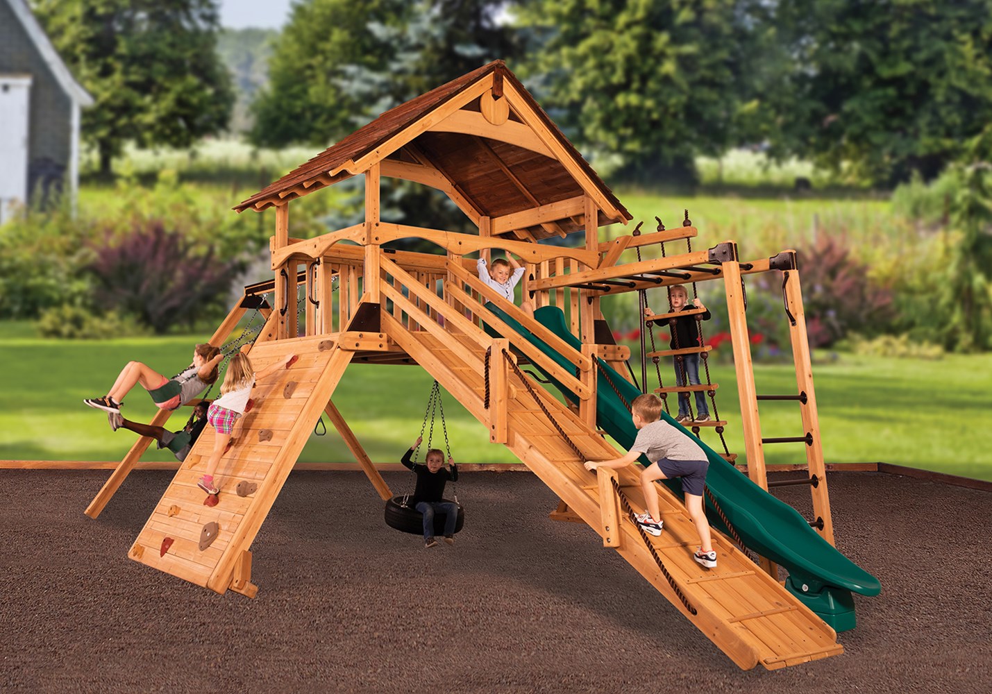 Swing Sets for Backyard, 4 in 1 Swing Sets with Heavy-Duty A-Frame